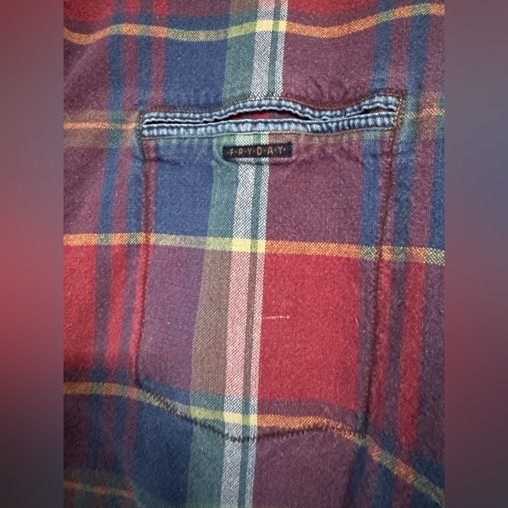 Vintage Fryday club 100% cotton Plaid Button-Up Shirt barn jacket size XL - Picture 3 of 10